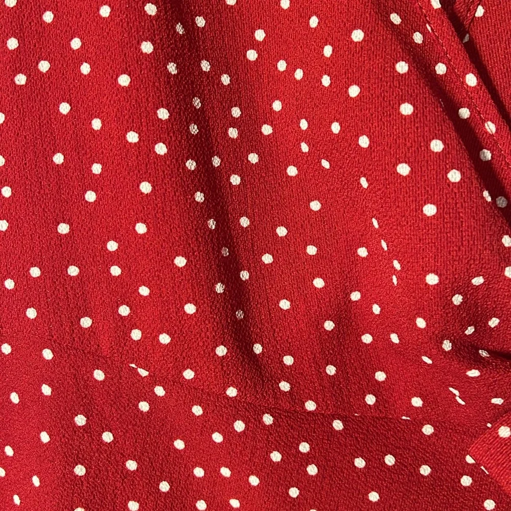 Relipop Women’s Wrap with Ruffle Hem Mini Red with white polka dot Dress - Picture 2 of 13